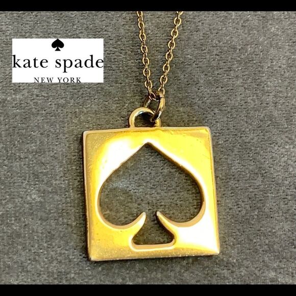 KATE Spade gold tone square spade pendant necklace - Picture 1 of 6